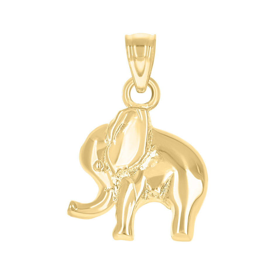 10kt Yellow Gold Mens Elephant Animal Charm Pendant