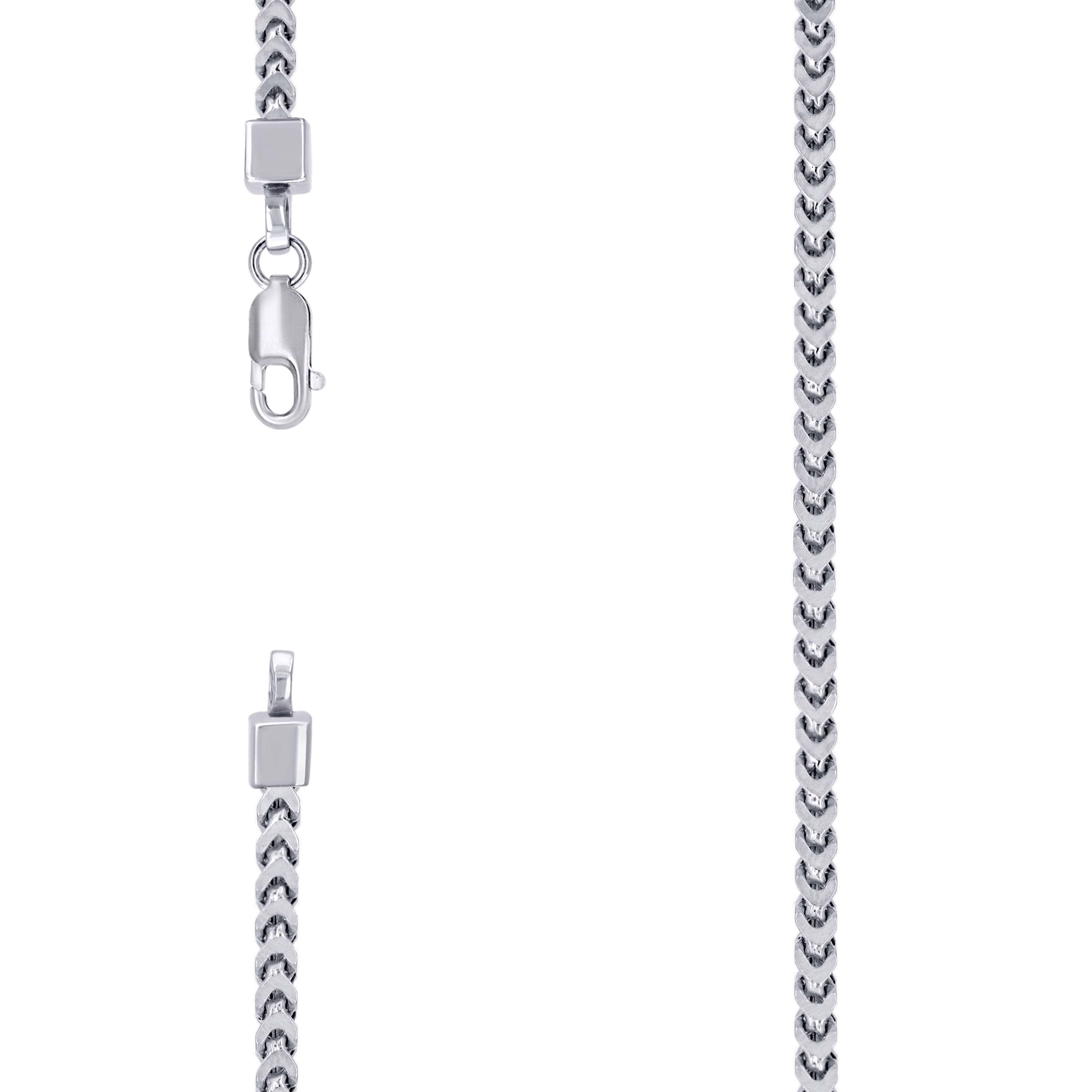 925 Sterling Silver Hollow Franco Chain Rhodium 080 2.7mm-22 - SLV-141310