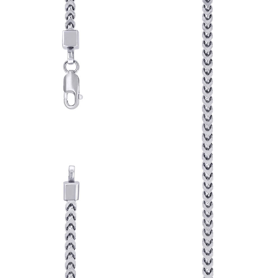 925 Sterling Silver Hollow Franco Chain Rhodium 080 2.7mm-26 - SLV-141312