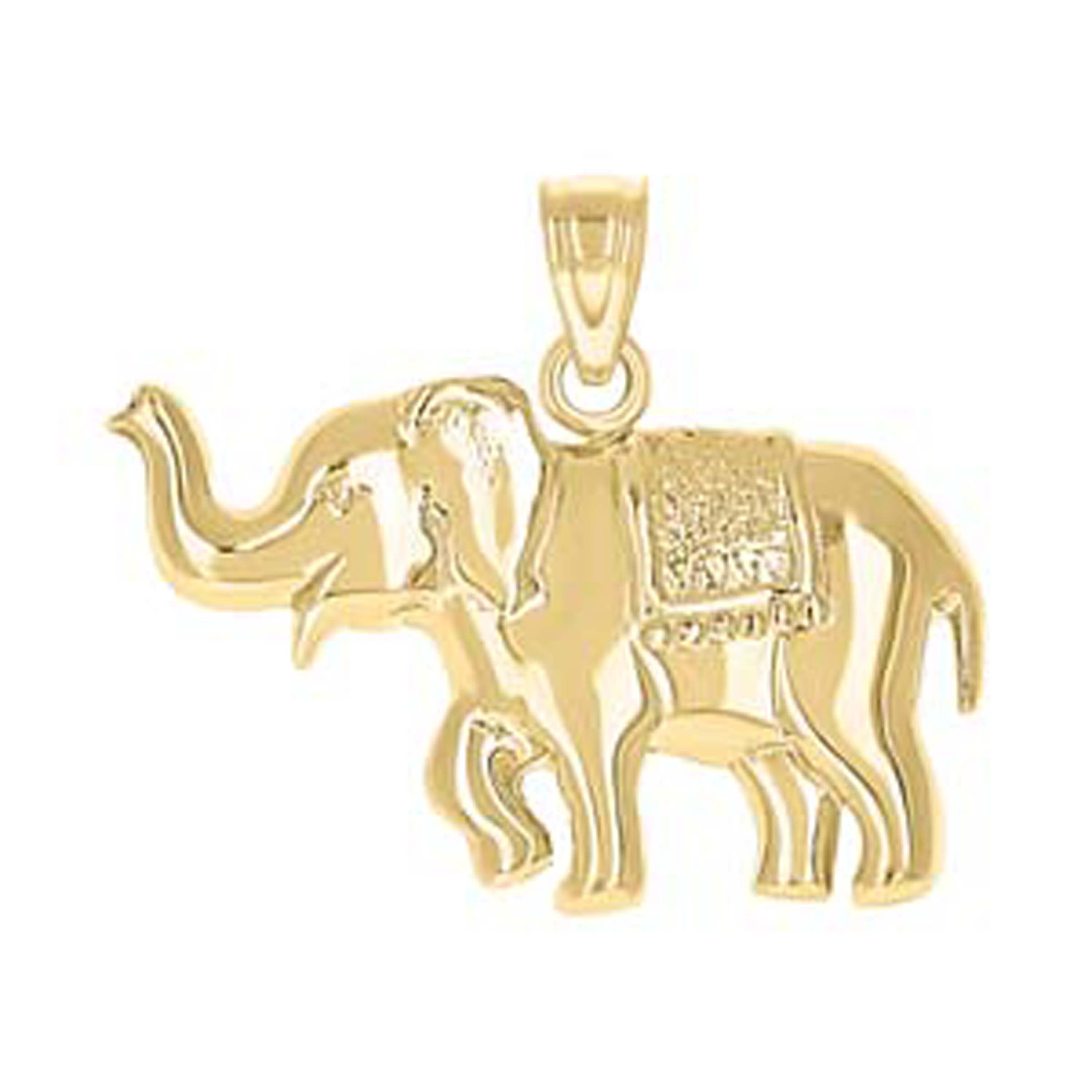 10kt Yellow Gold Mens Elephant Animal Charm Pendant