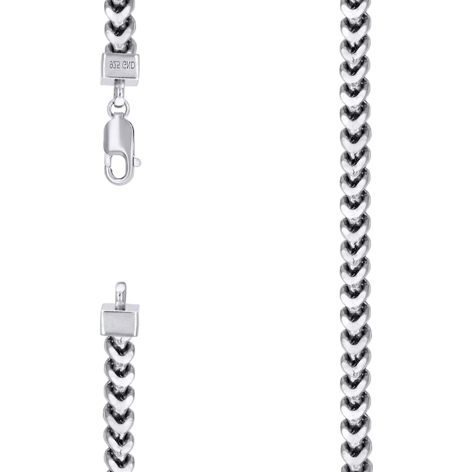925 Sterling Silver Hollow Franco Chain Rhodium 180 6.4mm-20 - SLV-141325