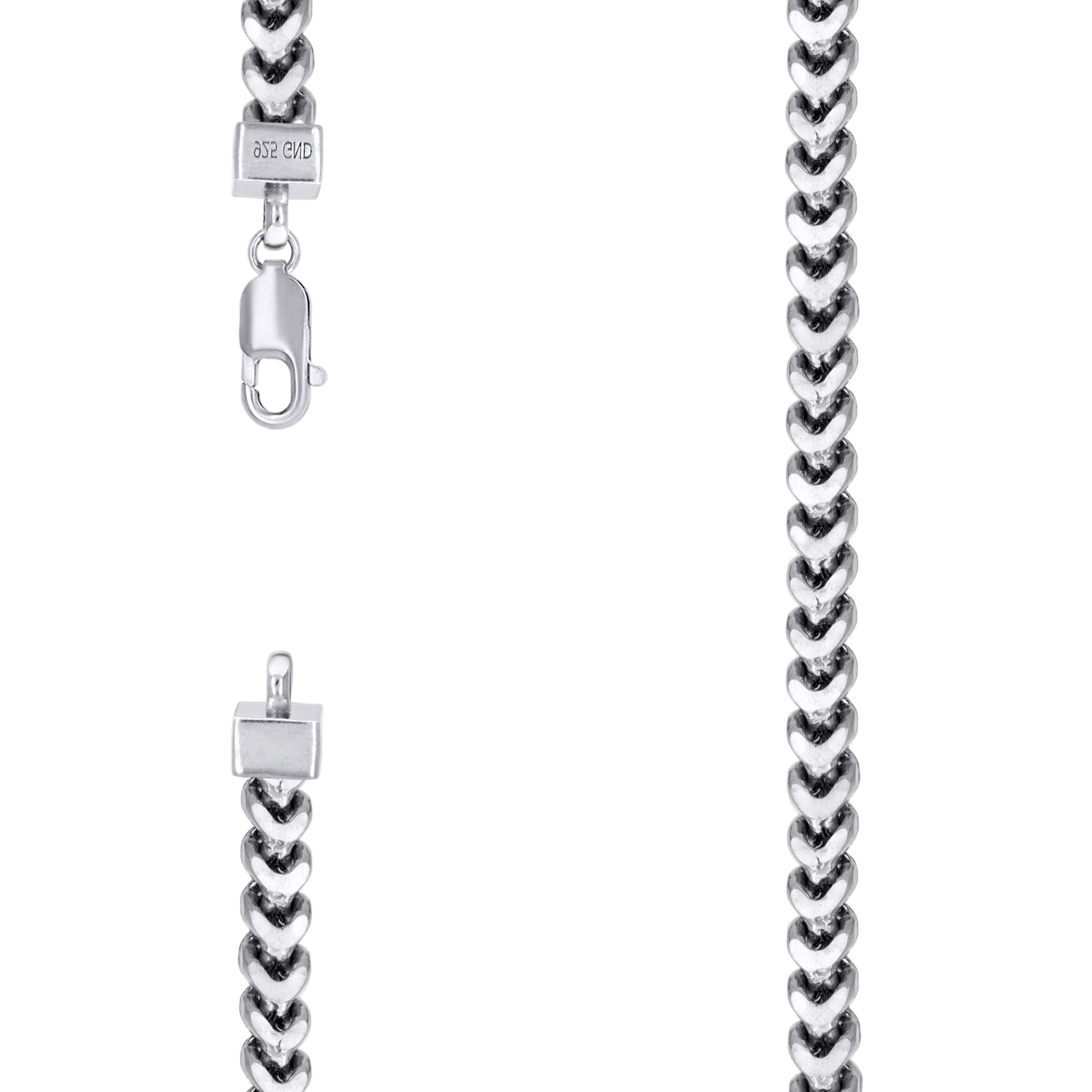 925 Sterling Silver Hollow Franco Chain Rhodium 180 6.4mm-22 - SLV-141326