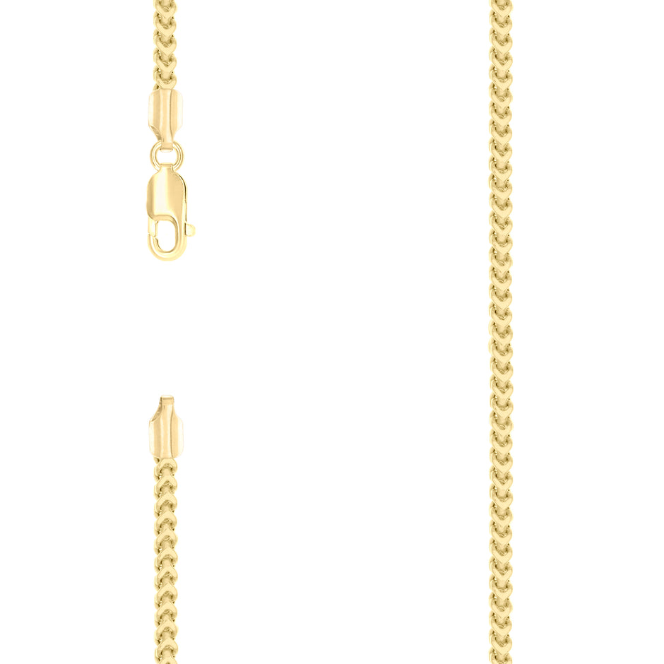 925 Sterling Silver Hollow Franco Chain Yellow 070 2.5mm-26 - SLV-141337
