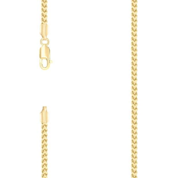 925 Sterling Silver Hollow Franco Chain Yellow 070 2.5mm-18