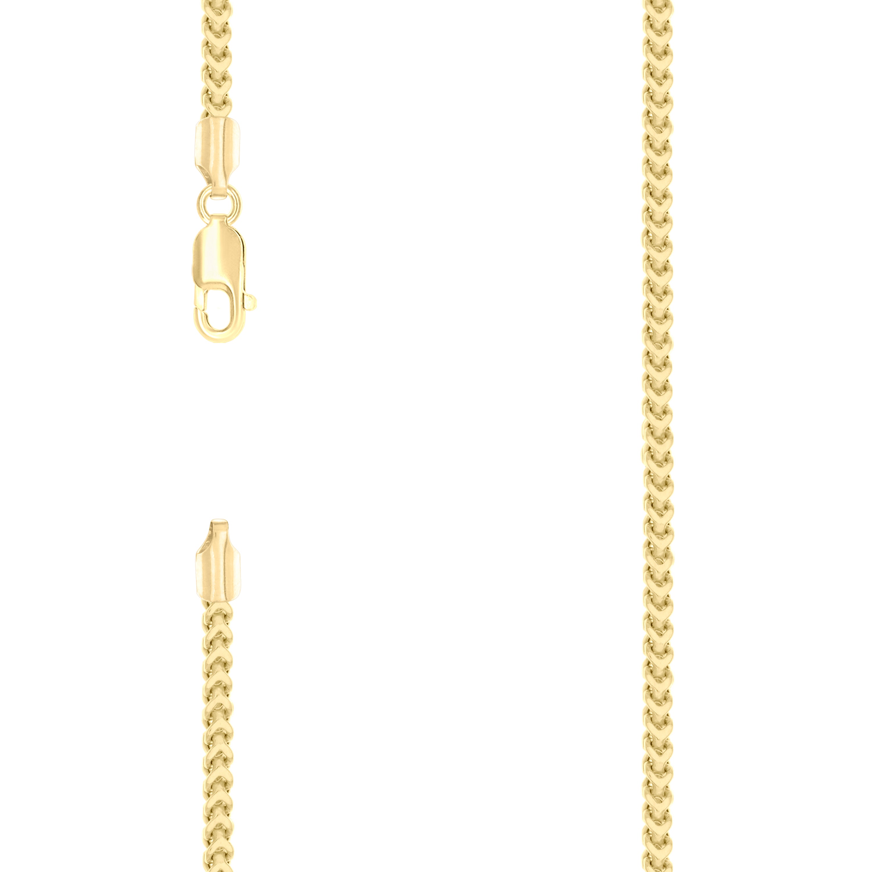925 Sterling Silver Hollow Franco Chain Yellow 070 2.5mm-22 - SLV-141335