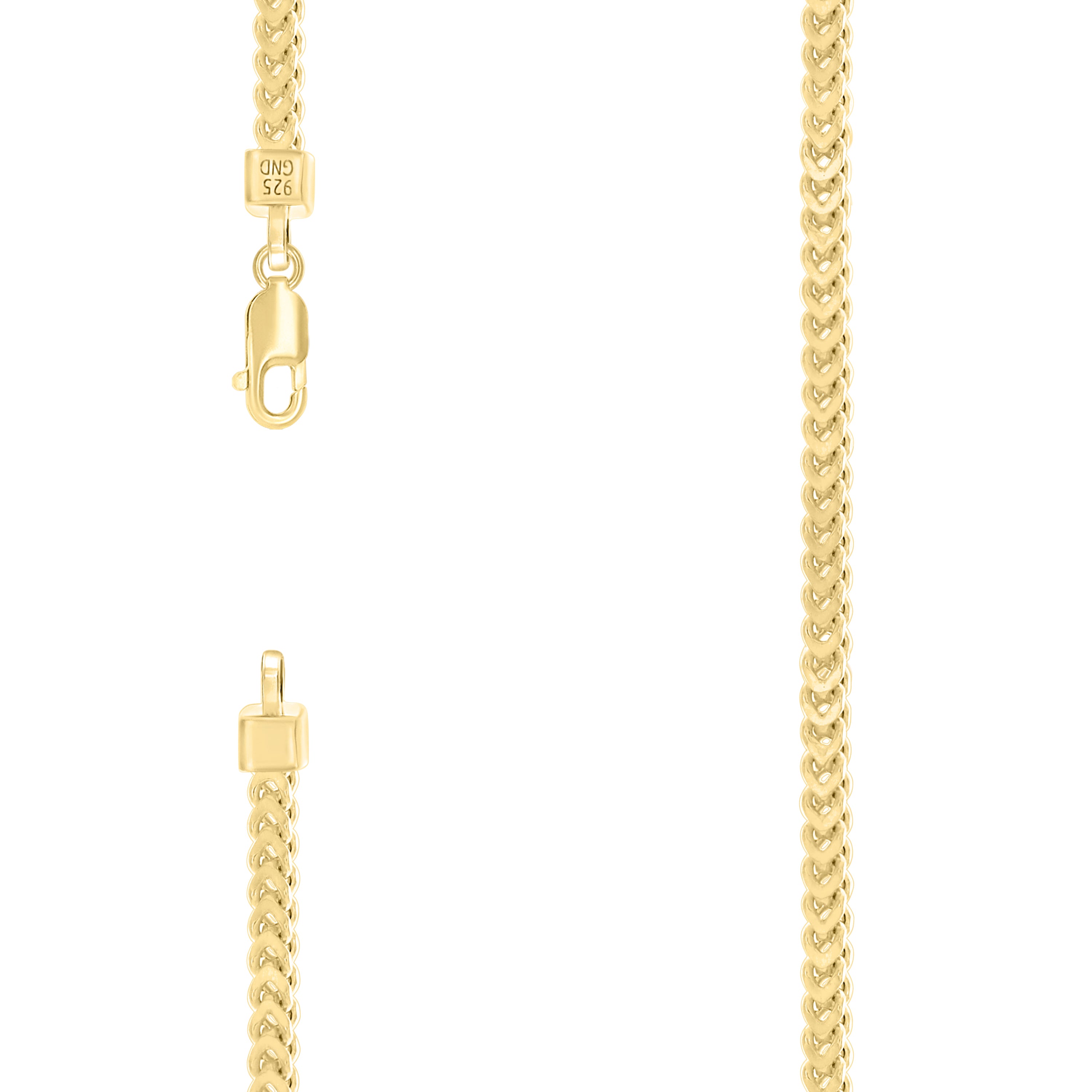 925 Sterling Silver Hollow Franco Chain Yellow 100 3.5mm-26 - SLV-141353