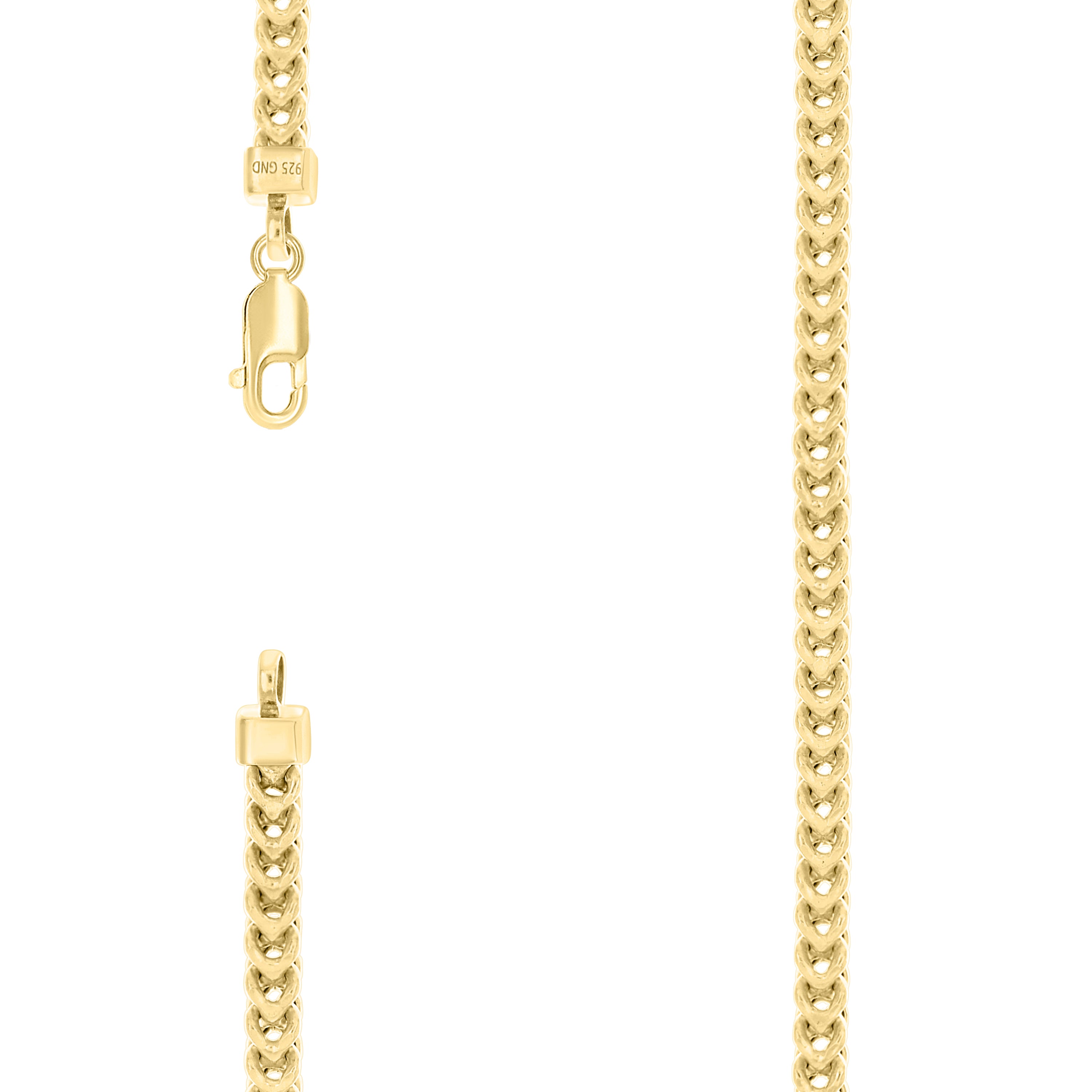 925 Sterling Silver Hollow Franco Chain Yellow 120 4.5mm-22 - SLV-141359