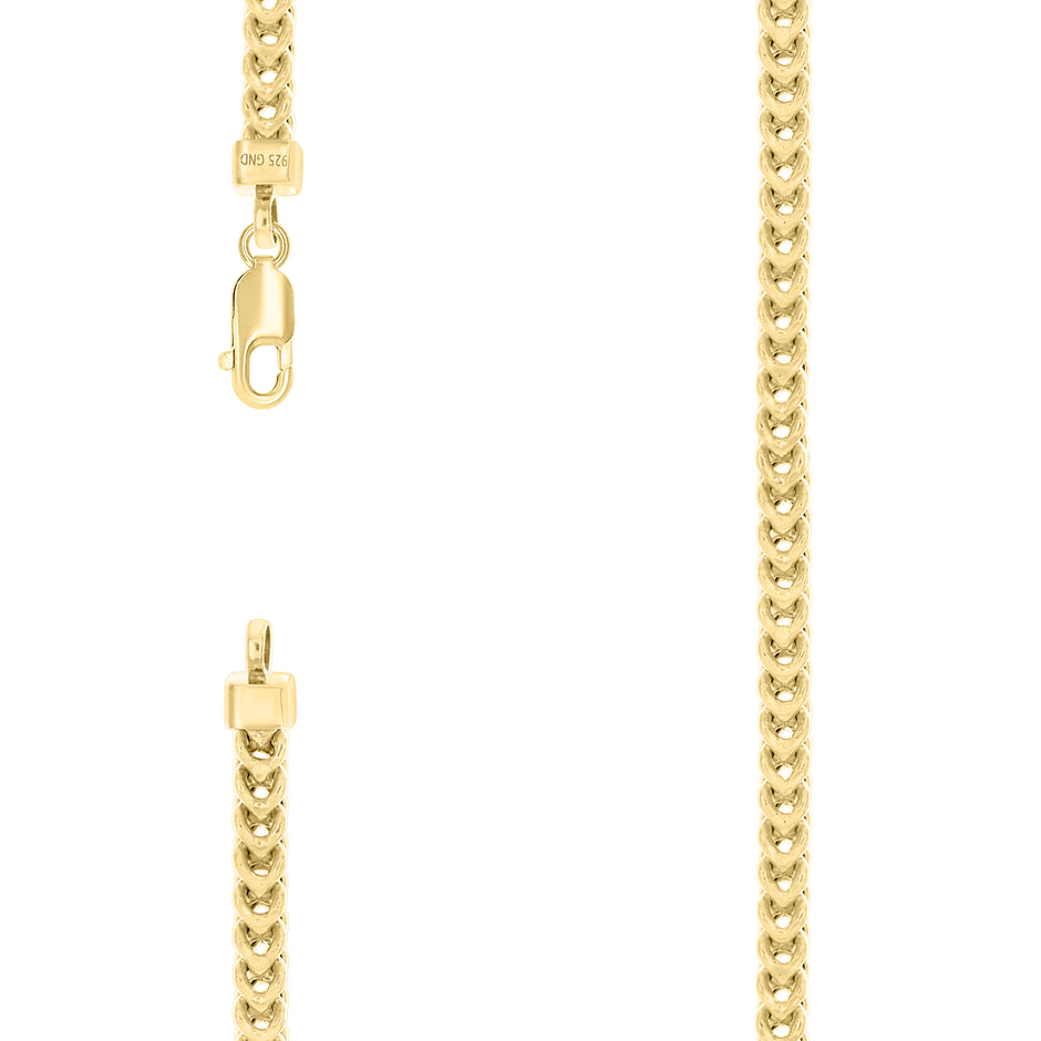 925 Sterling Silver Hollow Franco Chain Yellow 120 4.5mm-18 - SLV-141357