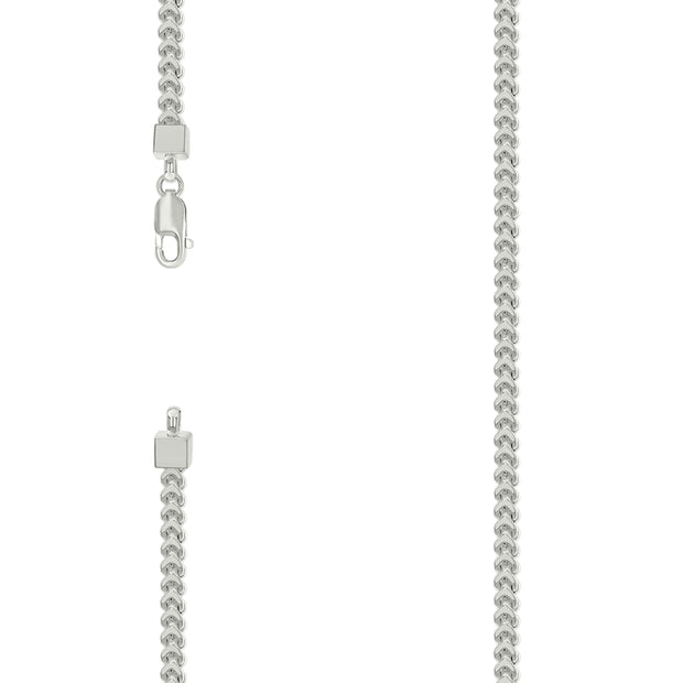 925 Sterling Silver Hollow Franco Chain Silver 070 2.5mm-7