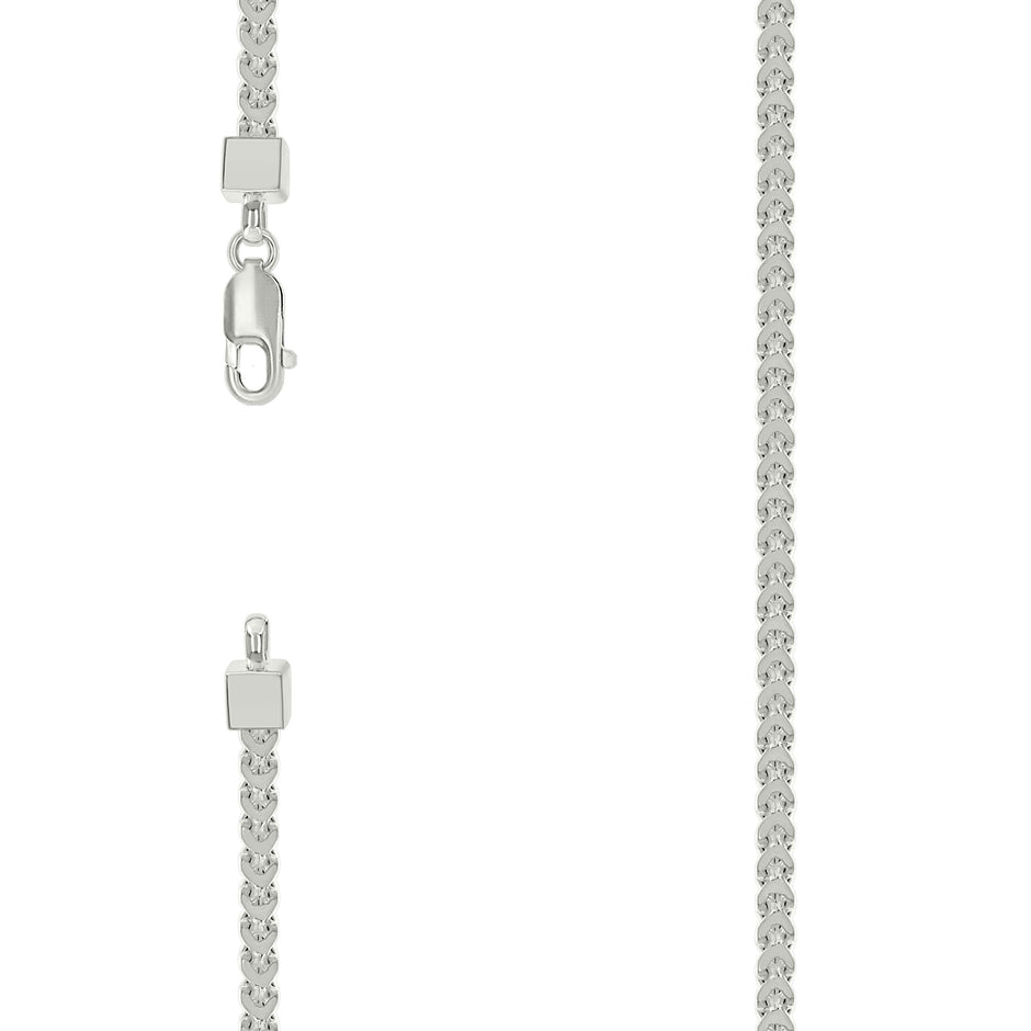 925 Sterling Silver Hollow Franco Chain Silver 080 3mm-20 - SLV-141387