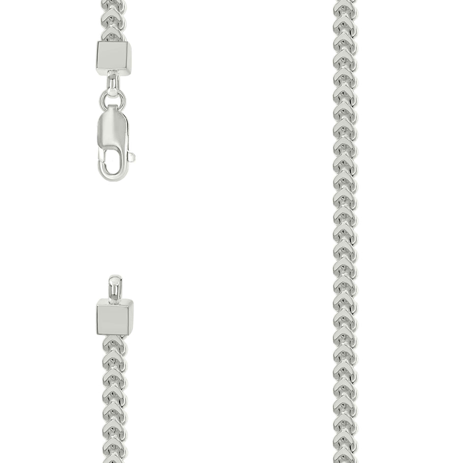 925 Sterling Silver Hollow Franco Chain Silver 100 3.5mm-7