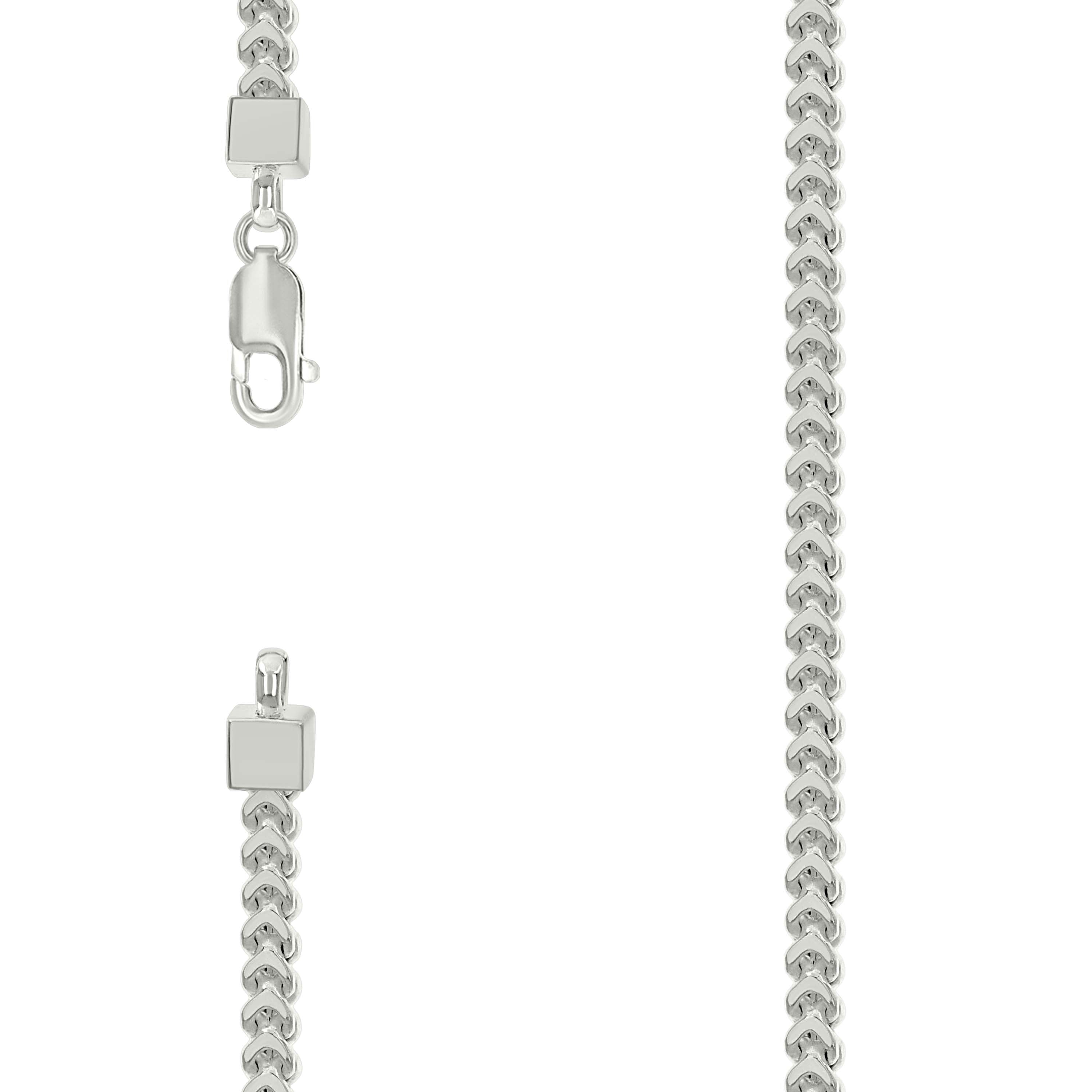 925 Sterling Silver Hollow Franco Chain Silver 100 3.5mm-8 - SLV-141401