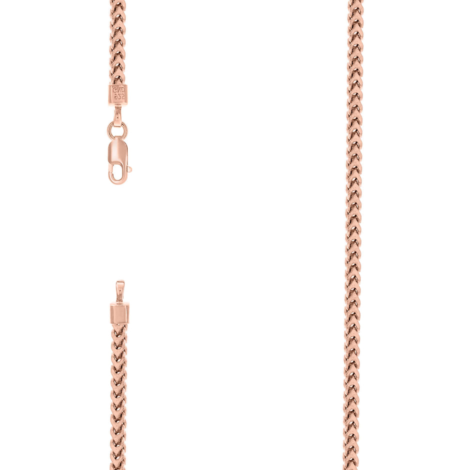 925 Sterling Silver Hollow Franco Chain Rose 080 2.7mm-18