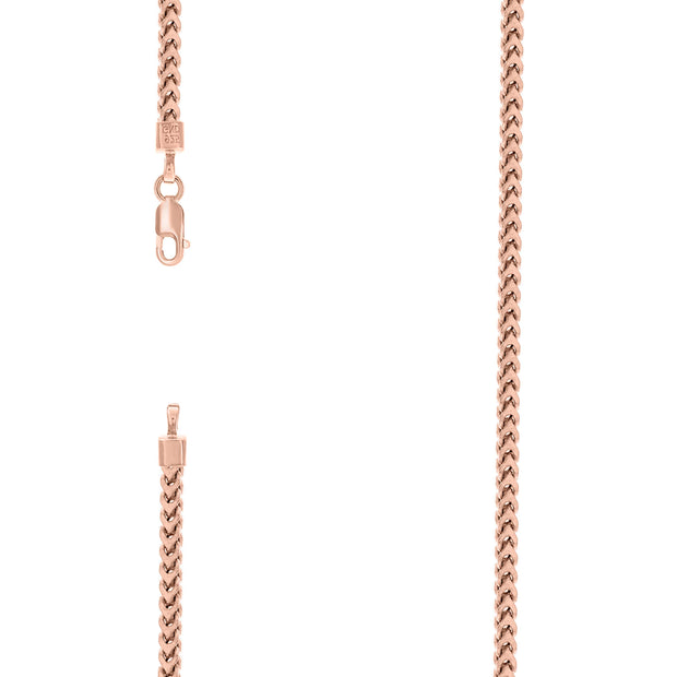 925 Sterling Silver Hollow Franco Chain Rose 080 2.7mm-18
