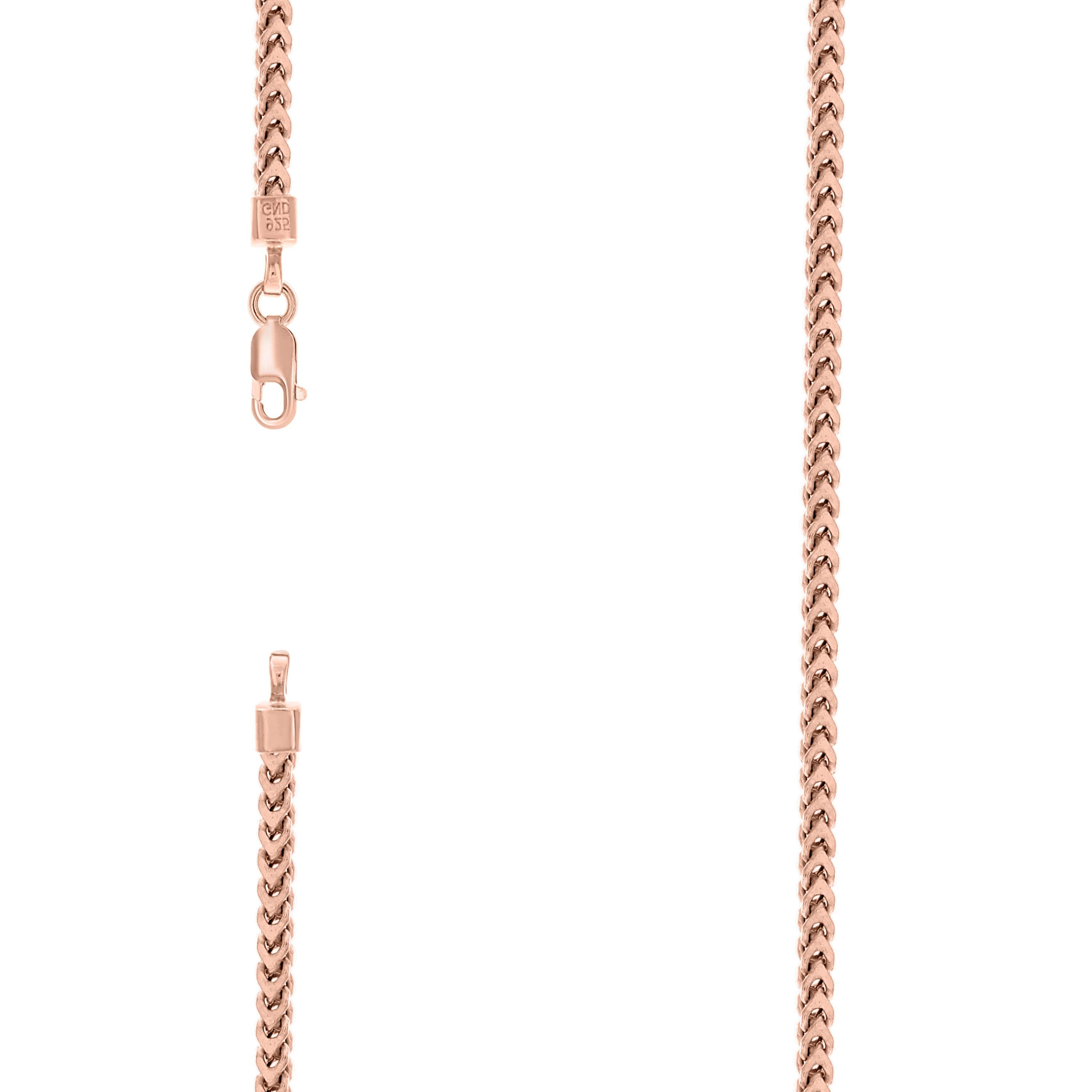 925 Sterling Silver Hollow Franco Chain Rose 080 2.7mm-20 - SLV-141410