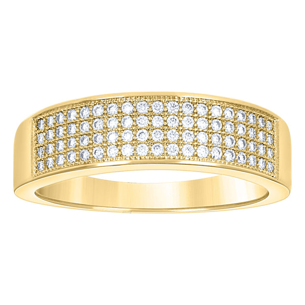 14kt Yellow Gold Womens 0.53ct Moissanite Four Rows Wedding Band Ring Size 9