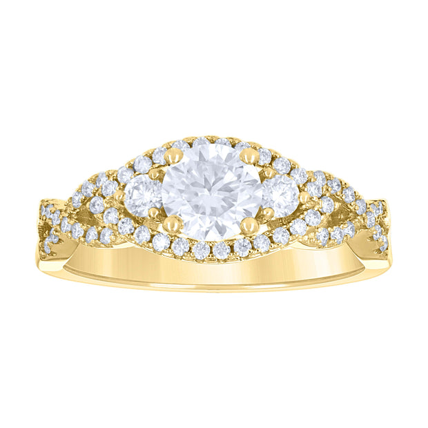 14kt Yellow Gold Womens 1.03ct Moissanite Infinity Love Engagement Ring Size 7