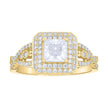 14kt Yellow Gold Womens Princess-cut Round 1.31ct Moissanite Fashion Engagement Ring Size 7