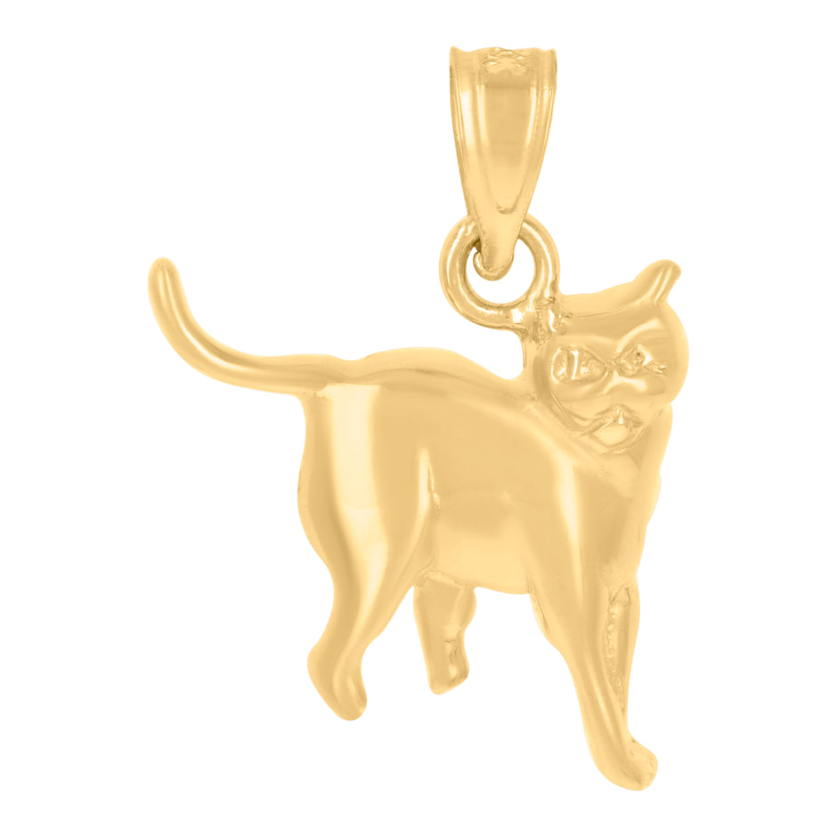10kt Yellow Gold Womens Diamond-Cut Kitty Cat Animal Charm Pendant