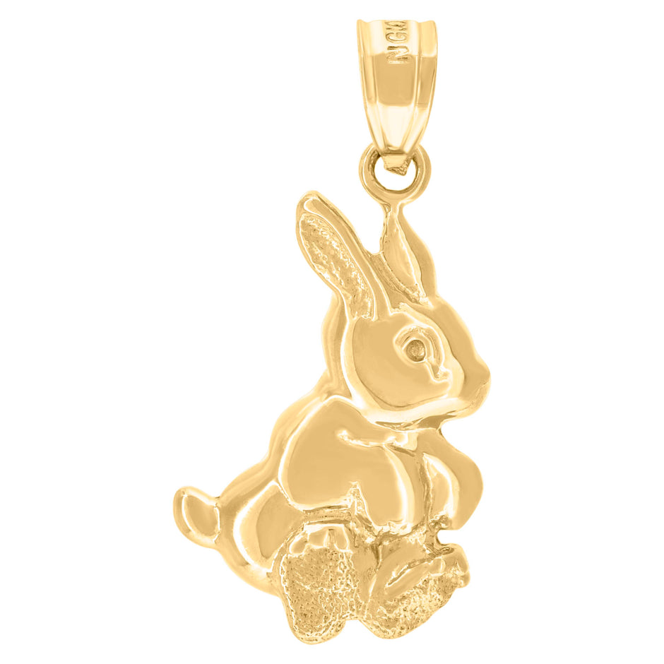 10kt Yellow Gold Womens Mens Unisex Rabbit Animal Charm Pendant