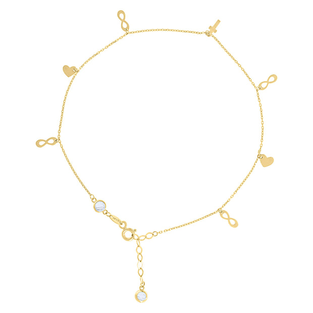 10Kt Gold Anklet 10" (9"+1")