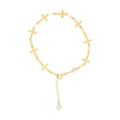 10kt Yellow Gold Womens Cubic-Zirconia Cross Link Bracelet Size 7 + 1 Inches