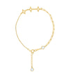10kt Yellow Gold Womens Cubic-Zirconia Clover Link Good Luck Chain Bracelet Size 7 + 1 Inches