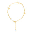 10kt Yellow Gold Womens Cubic-Zirconia Cross Charms Chain Bracelet Size 7 + 1 Inches