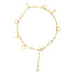 10kt Yellow Gold Womens Cubic-Zirconia Heart Cross Charms Chain Bracelet Size 7 + 1 Inches