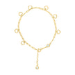 10kt Yellow Gold Womens Cubic-Zirconia Circle Heart Charms Chain Bracelet Size 7 + 1 Inches