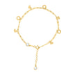 10kt Yellow Gold Womens Cubic-Zirconia Heart Charms Chain Bracelet Size 7 + 1 Inches