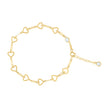 10kt Yellow Gold Womens Cubic-Zirconia Heart Link Bracelet Size 7 + 1 Inches