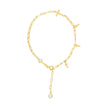 10kt Yellow Gold Womens Cubic-Zirconia Cross Charms Chain Bracelet Size 7 + 1 Inches