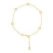 10kt Yellow Gold Womens Cubic-Zirconia Circle Charms Chain Anklet Size 9 + 1 Inches