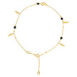 10kt Yellow Gold Womens Cubic-Zirconia Diamond-cut Black Beaded Feather Charms Chain Anklet Size 9 + 1 Inches