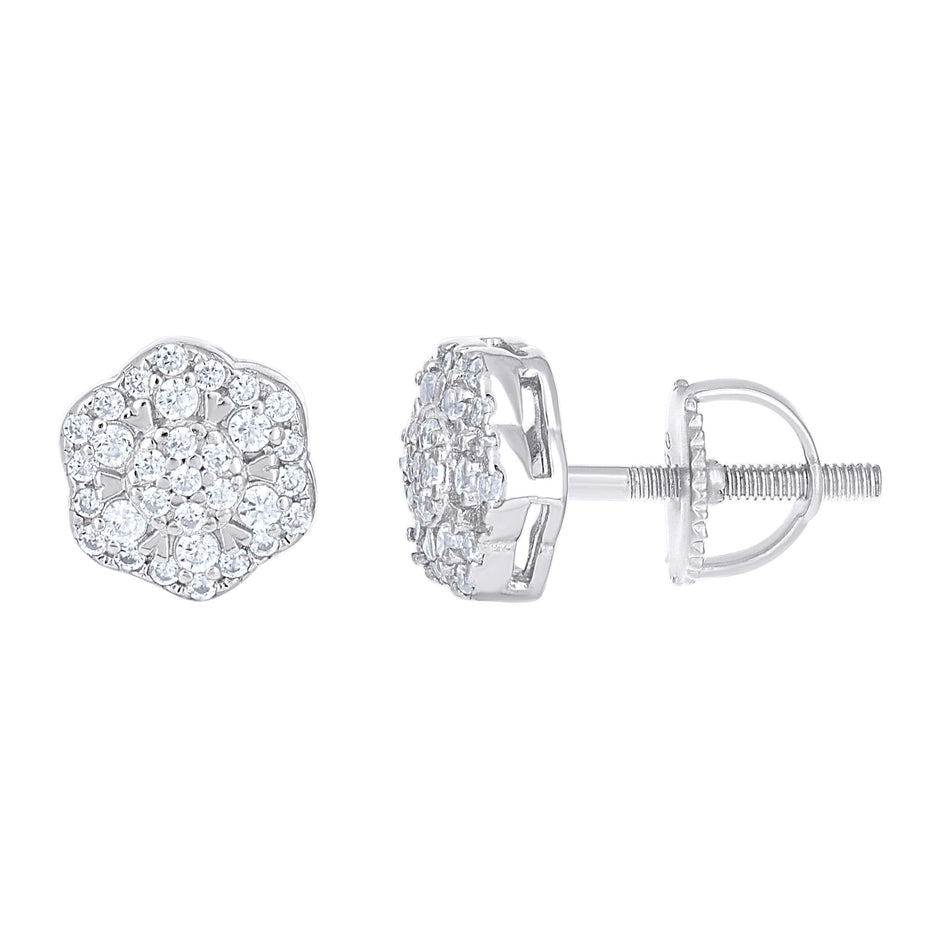 925 Sterling Silver Womens 0.38ct Moissanite Flower Fashion Stud Earrings