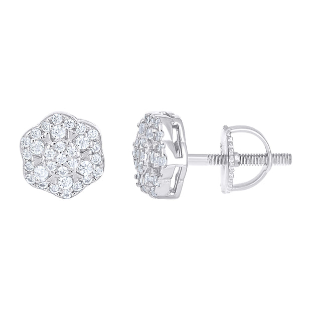 925 Sterling Silver Womens 0.38ct Moissanite Flower Fashion Stud Earrings