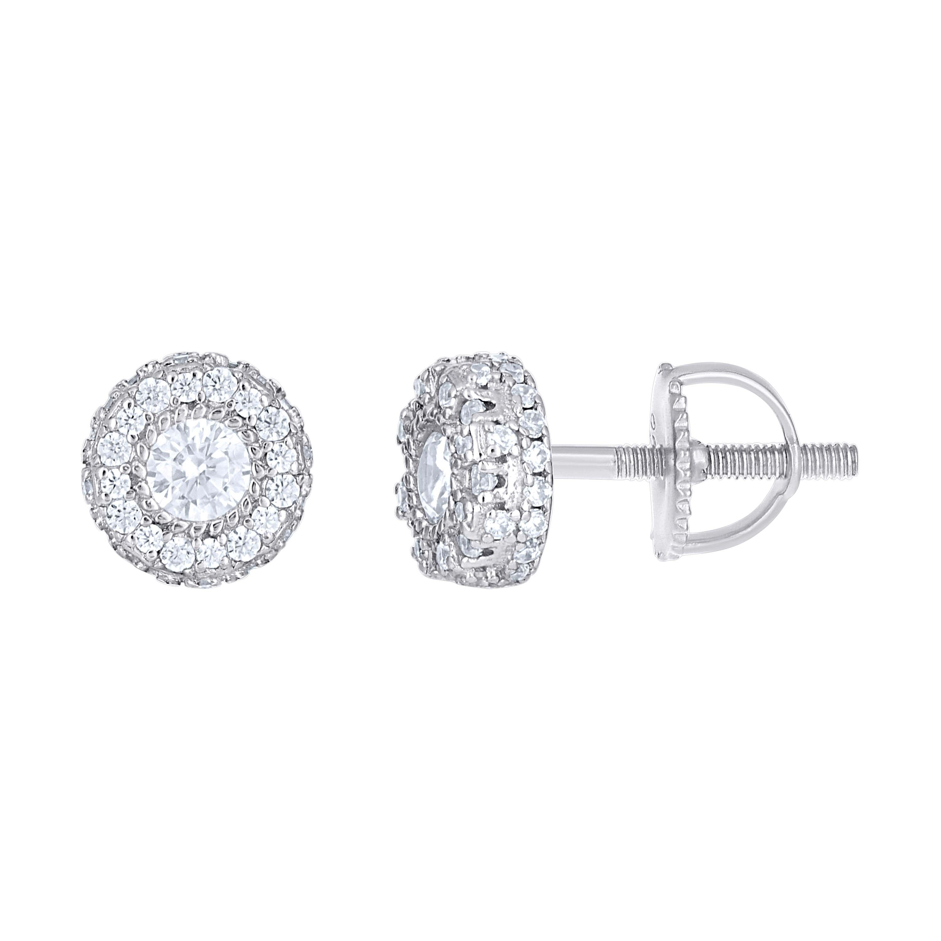 925 Sterling Silver Womens 0.74ct Moissanite Round Fashion Stud Earrings