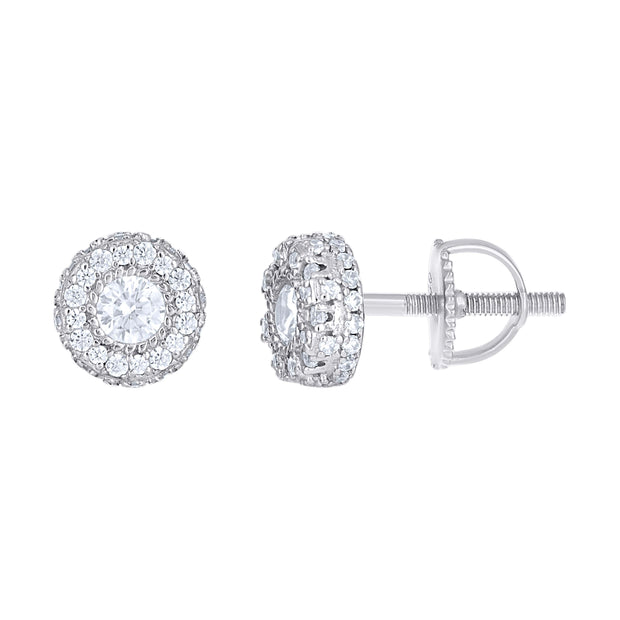 925 Sterling Silver Womens 0.74ct Moissanite Round Fashion Stud Earrings
