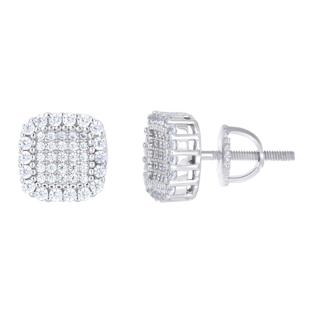 925 Sterling Silver Womens 0.58ct Moissanite Square Fashion Stud Earrings 9mm