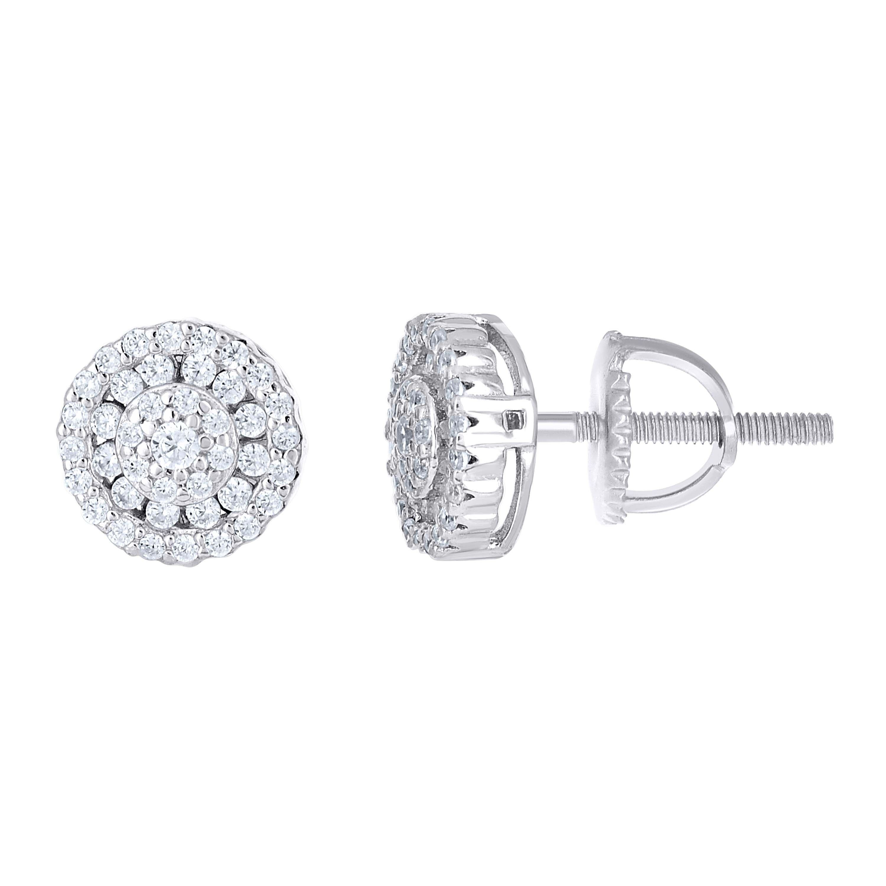 925 Sterling Silver Womens 0.42ct Moissanite Round Fashion Stud Earrings 8mm