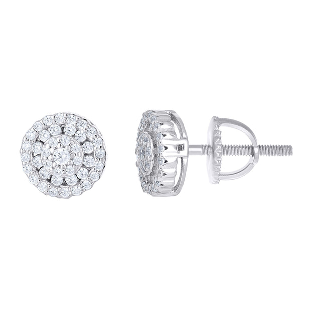925 Sterling Silver Womens 0.42ct Moissanite Round Fashion Stud Earrings 8mm