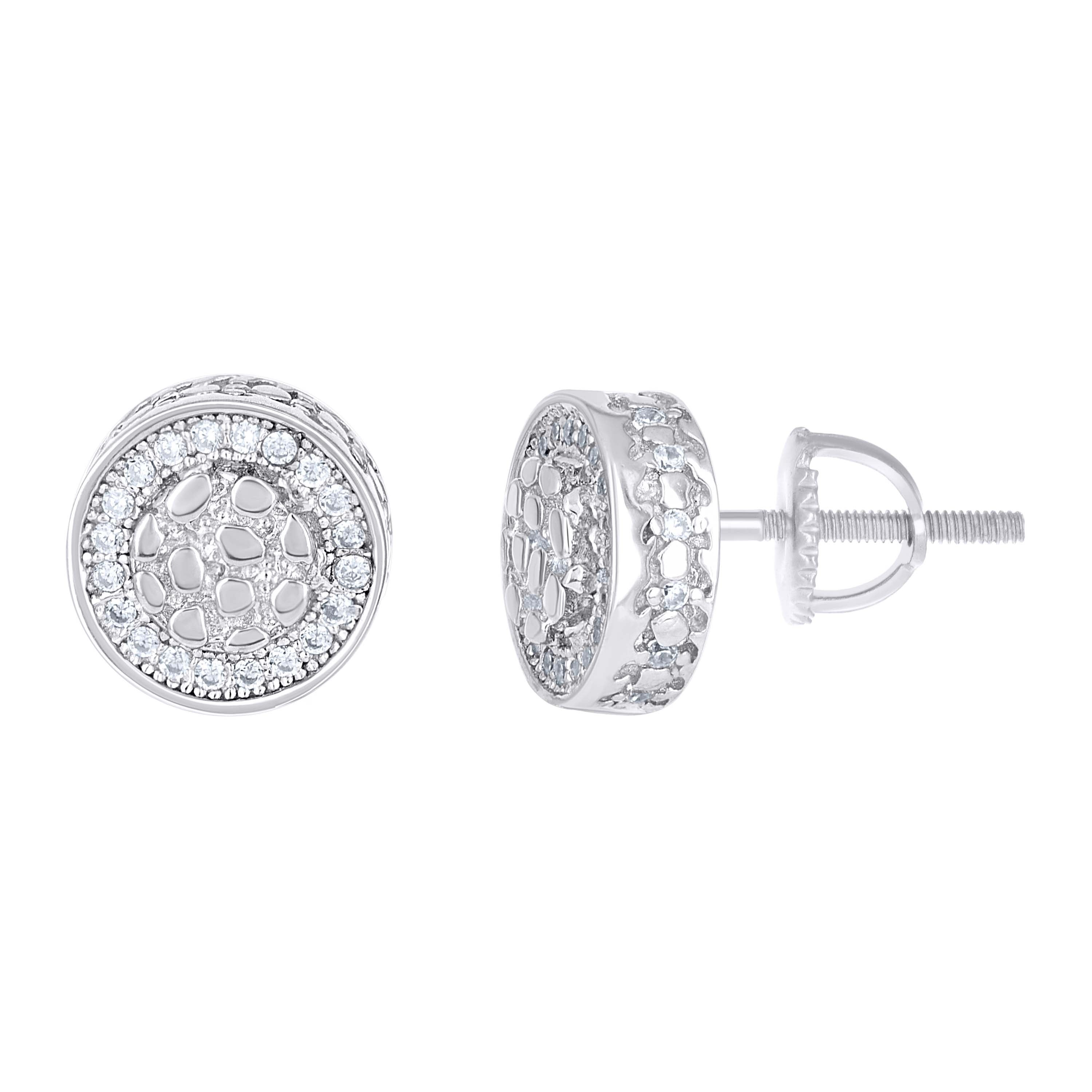 925 Sterling Silver Womens 0.35ct Moissanite Round Nugget Fashion Stud Earrings