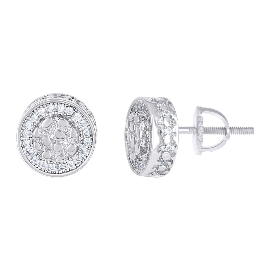 925 Sterling Silver Womens 0.35ct Moissanite Round Nugget Fashion Stud Earrings