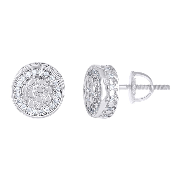 925 Sterling Silver Womens 0.35ct Moissanite Round Nugget Fashion Stud Earrings