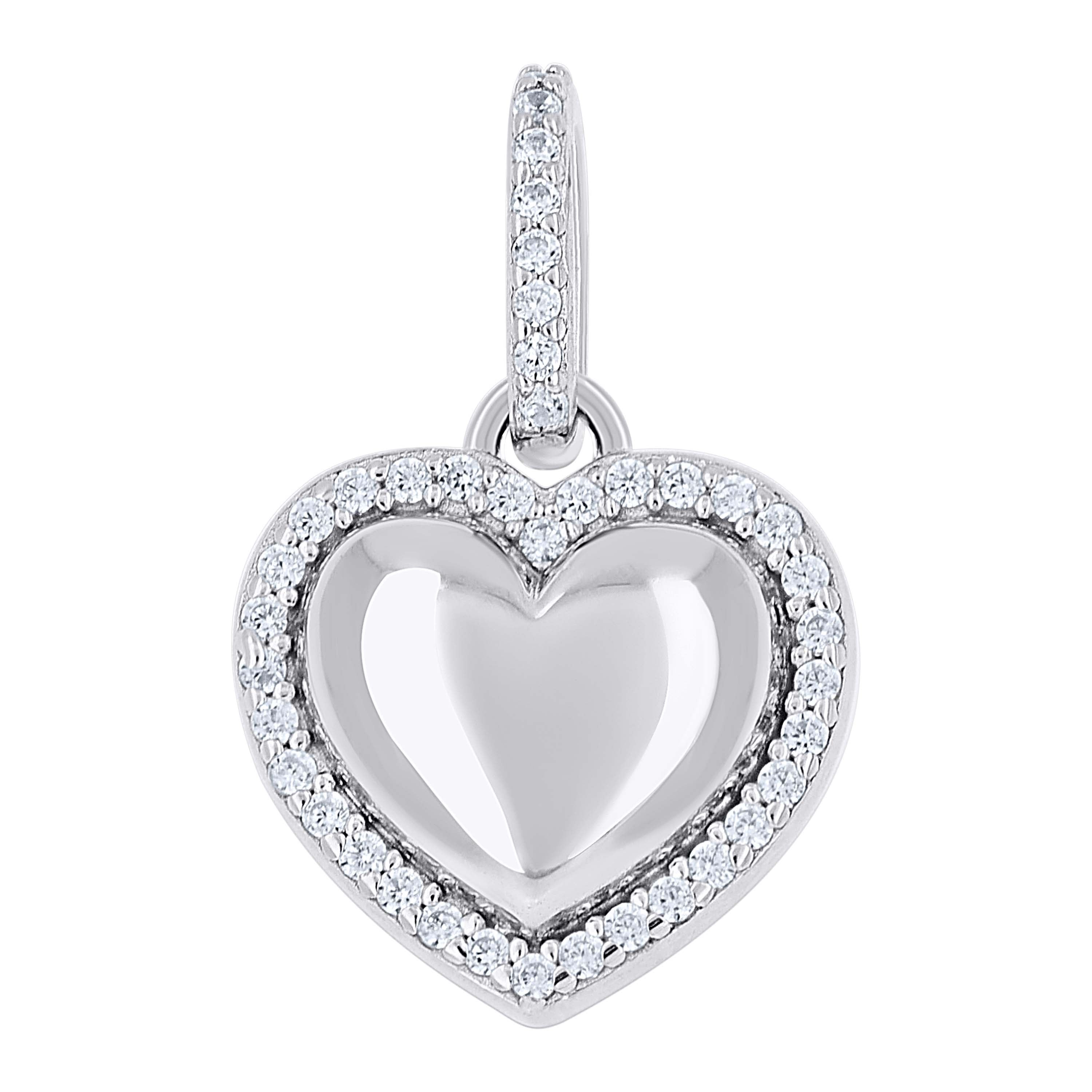 925 Sterling Silver Womens Cubic-Zirconia Heart Pendant