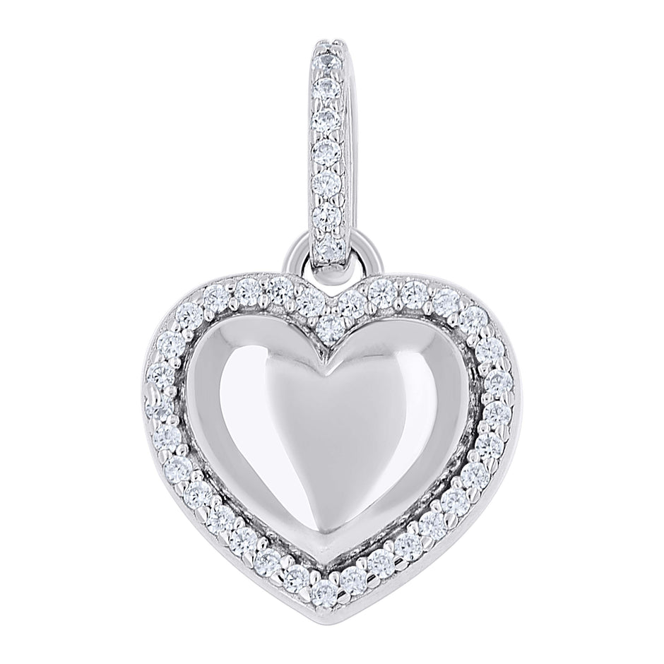 925 Sterling Silver Womens Cubic-Zirconia Heart Pendant