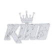 925 Sterling Silver Mens Baguette Round Cubic-Zirconia King Crown Talking Fashion Pendant