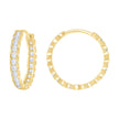 14kt Yellow Gold Womens Cubic-Zirconia Diamond-Cut Fashion Hoop Earrings