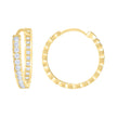 14kt Yellow Gold Womens Cubic-Zirconia Diamond-Cut Fashion Hoop Earrings